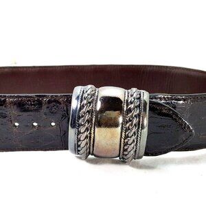 J & M Davidson Women's Crocodile Veritable Leather Belt Made In France